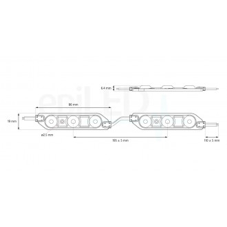 epiLED – LED modul Luno 0.72 – 0.72W – IP67 – 12V DC – Červená farba svetla