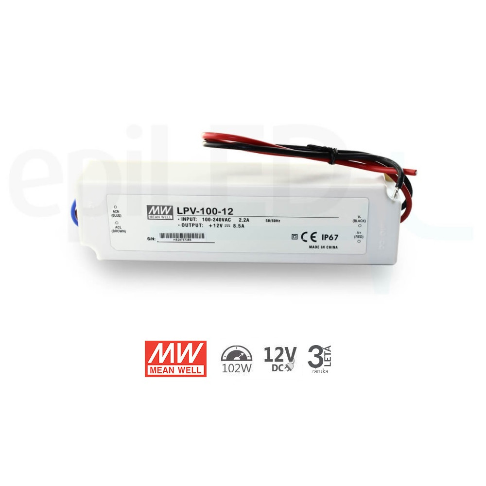 Mean Well - napájací zdroj typ LPV-100-12 – 102W - 12V DC