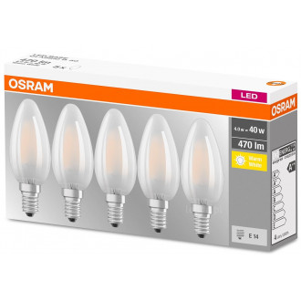 5PAK LED žiarovka E14 B35 4W  40W 470lm 2700K Teplé 300° vlákno OSRAM