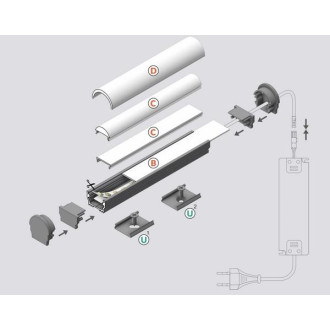 1m Profil LED UNI12 BCD/U