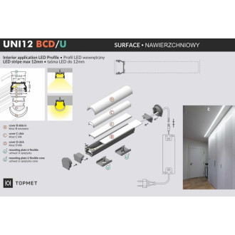 1m Profil LED UNI12 BCD/U