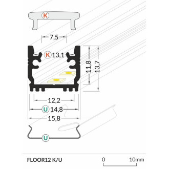 1m Profil LED FLOOR12 K/U