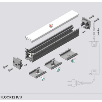 1m Profil LED FLOOR12 K/U