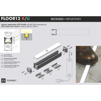 1m Profil LED FLOOR12 K/U