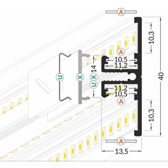 1m Profil LED BACK10 A/UX