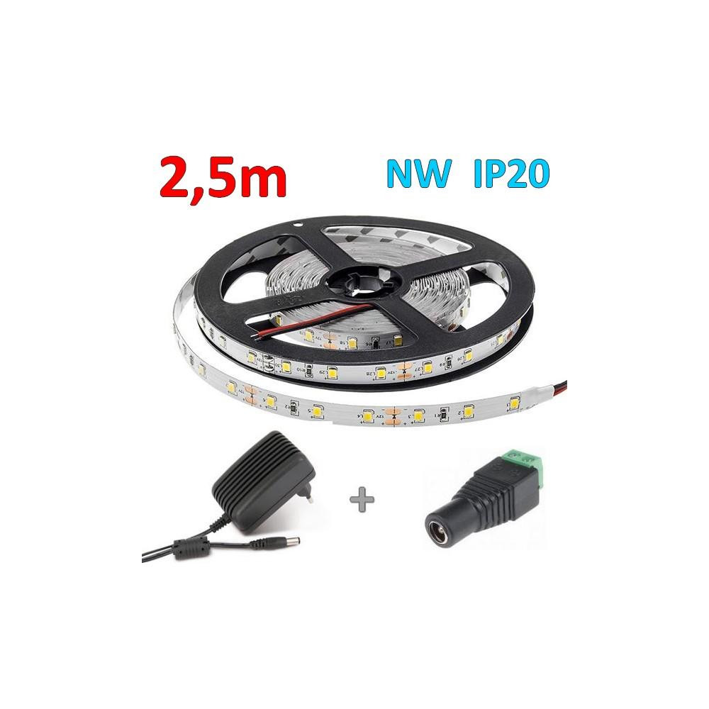 2.5m sada 12W LED pás do interiéru + zdroj, neutrálna biela