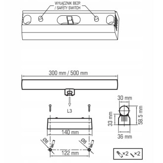 T30-P S14d 5W 300mm 230V LED DIM WW