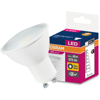 GU10 LED žiarovka 6,9W  50W 575lm 2700K Warm 120° OSRAM Value