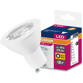 LED GU10 6,5W  80W 575lm 2700K Warm 36° OSRAM Value