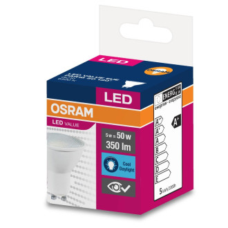 LED žiarovka GU10 4,5W  35W 350lm 6500K Cold 120° OSRAM Value