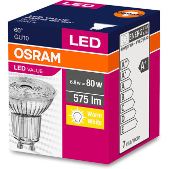 Žiarovka LED GU10 6,9W  80W 575lm 3000K Warm 60° OSRAM Value