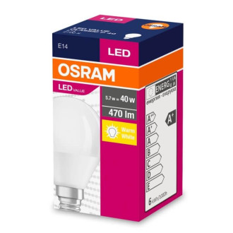 LED žiarovka E14 P40 5W  40W 470lm 2700K Warm 200° OSRAM Value