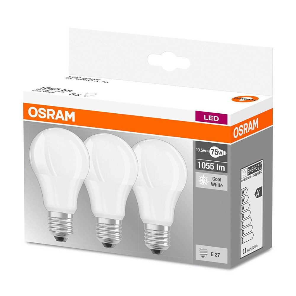 3PAK LED žiarovka E27 A60 10W  75W 1055lm 4000K Neutrálna 200° pätica OSRAM