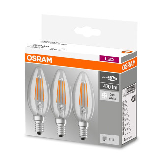 3PAK LED žiarovka E14 B40 4W  40W 470lm 4000K Neutrálne 320° vlákno pätice OSRAM