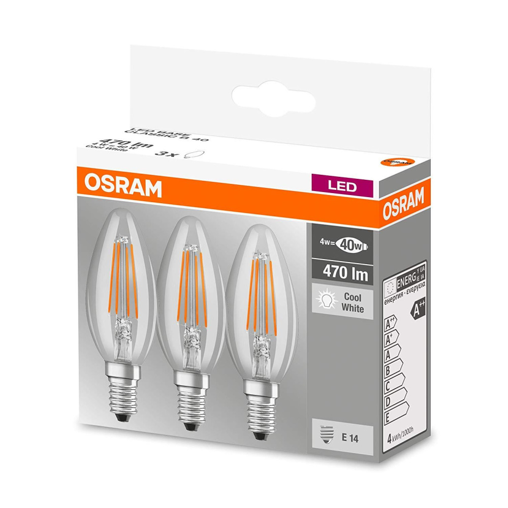 3PAK LED žiarovka E14 B40 4W  40W 470lm 4000K Neutrálne 320° vlákno pätice OSRAM