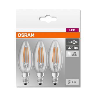 3PAK LED žiarovka E14 B40 4W  40W 470lm 4000K Neutrálne 320° vlákno pätice OSRAM