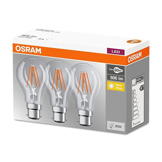 3PAK LED žiarovka B22d A60 7W  60W 806lm 2700K Warm 360° Filament OSRAM