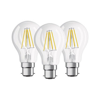 3PAK LED žiarovka B22d A60 7W  60W 806lm 2700K Warm 360° Filament OSRAM