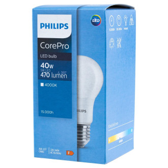 LED žiarovka E27 A60 5W  40W 470lm 4000K Neutrálna 200° PHILIPS