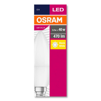 LED žiarovka E14 B35 5,7W  40W 470lm 2700K Warm 200° OSRAM Value