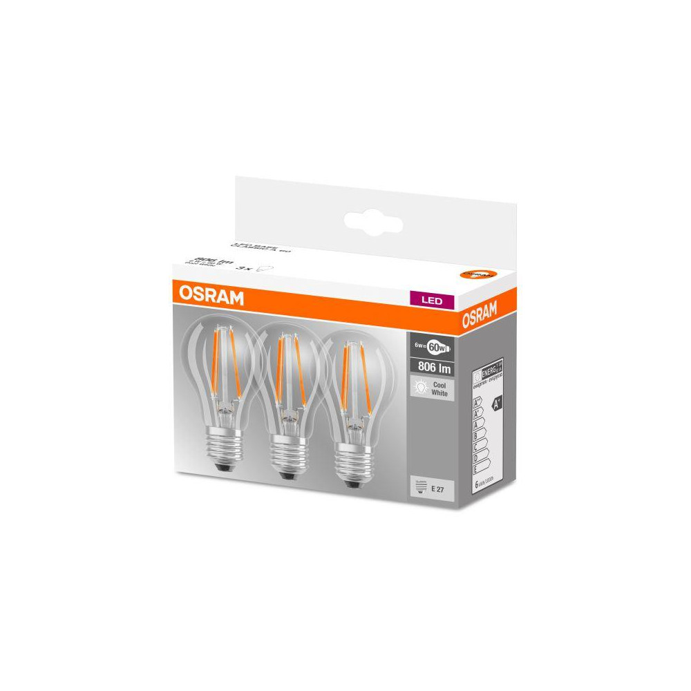 3PAK LED žiarovka E27 A60 6,5W  60W 806lm 4000K Neutrálna 360° OSRAM