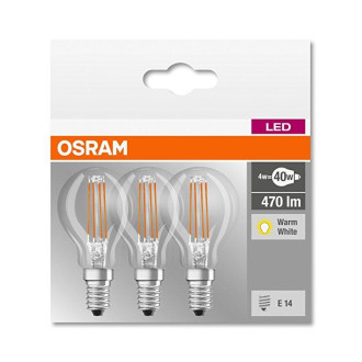 3PAK LED žiarovka E14 P40 4W  40W 470lm 4000K Neutrálne 320° vlákno pätice OSRAM