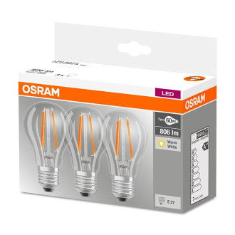 3PAK LED žiarovka E27 A60 6,5W  60W 806lm 2700K Warm 360° OSRAM