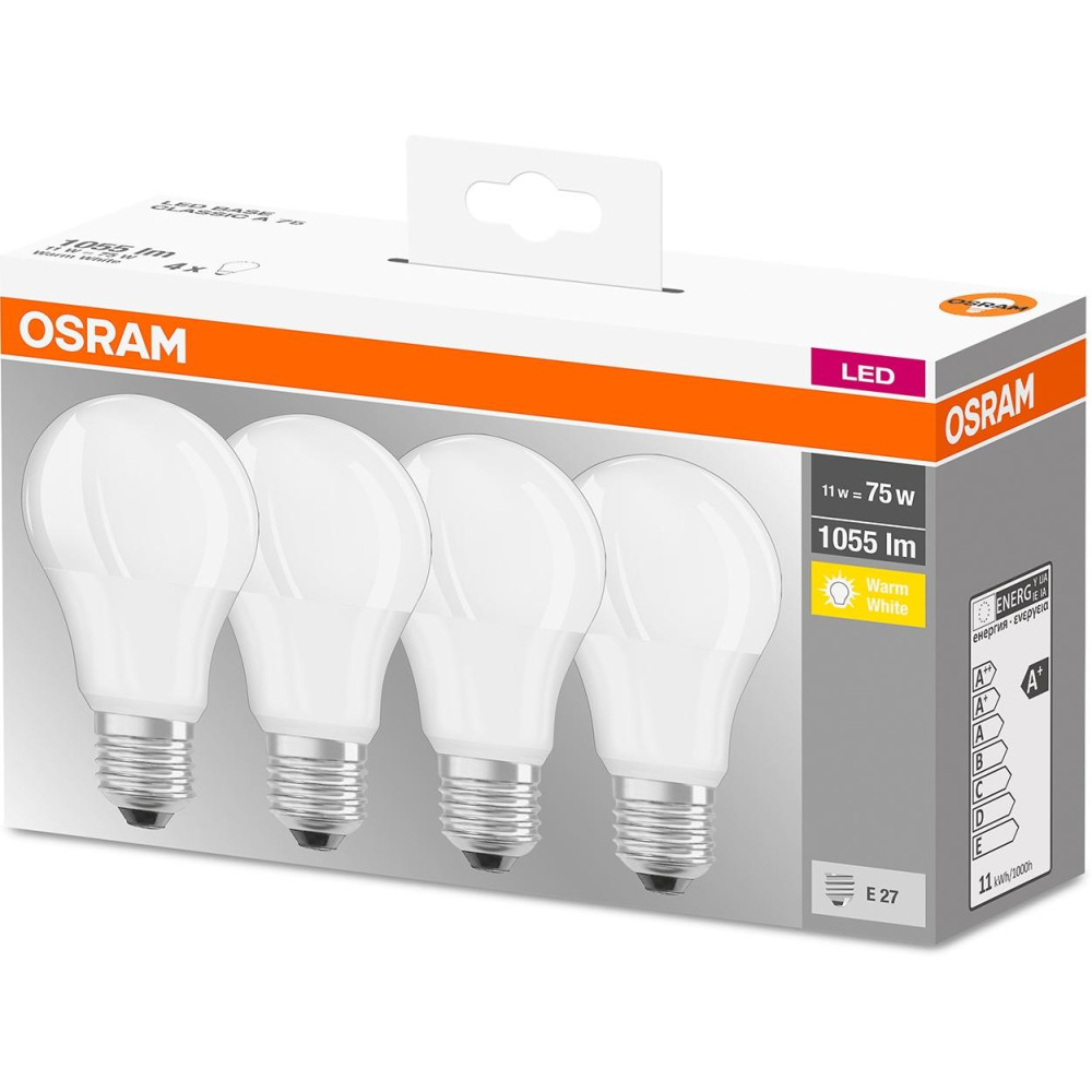 4PAK LED žiarovka E27 A60 11W  75W 1055lm 2700K Warm 300° OSRAM