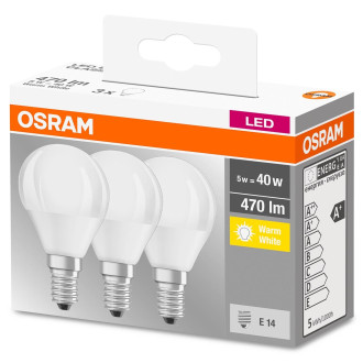 3PAK LED žiarovka E14 P45 5W  40W 470lm 2700K Warm 300° OSRAM Base