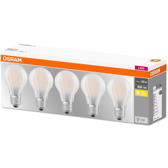 5PAK LED žiarovka E27 A60 7W  60W 806lm 2700K Warm 300° Filament OSRAM