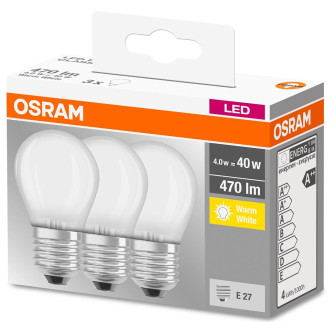 3PAK LED žiarovka E27 P45 4W  40W 470lm 2700K Warm 300° OSRAM