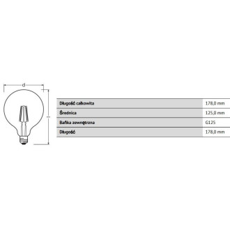 LED žiarovka E27 G125 4W  40W 470lm 2700K Warm 300° Filament OSRAM Retrofit