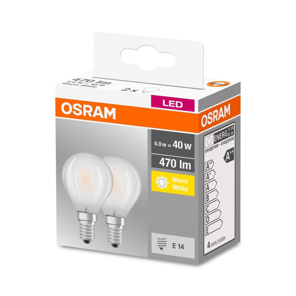 2PAK LED žiarovka E14 P45 4W  40W 470lm 2700K teplá pätica OSRAM