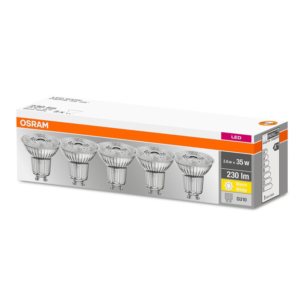 5PAK LED žiarovka GU10 2,3W  35W 230lm 2700K Warm 36° OSRAM Base