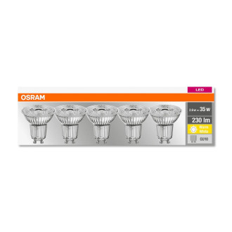 5PAK LED žiarovka GU10 2,3W  35W 230lm 2700K Warm 36° OSRAM Base