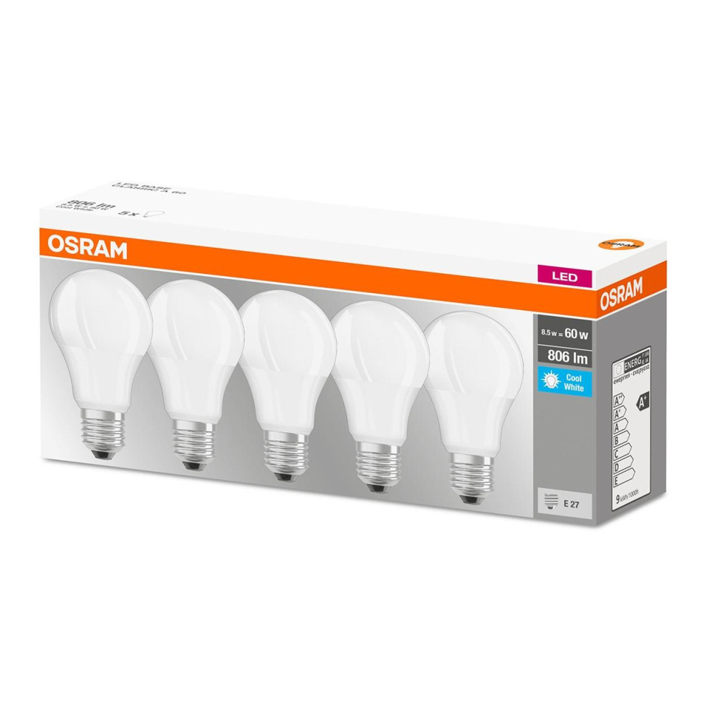 5PAK LED žiarovka E27 A60 8,5W  60W 806lm 4000K Neutral 300° OSRAM Base