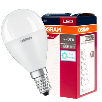 LED žiarovka E14 P45 7W  60W 806lm 6500K Cold OSRAM Value