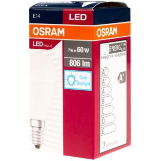 LED žiarovka E14 P45 7W  60W 806lm 6500K Cold OSRAM Value