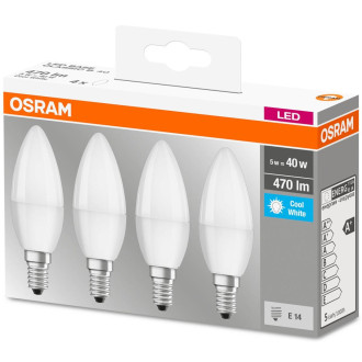 4PAK LED žiarovka E14 B35 5,7W  40W 470lm 4000K Neutral OSRAM Base