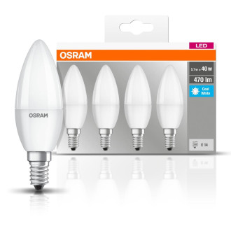 4PAK LED žiarovka E14 B35 5,7W  40W 470lm 4000K Neutral OSRAM Base