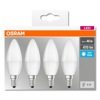 4PAK LED žiarovka E14 B35 5,7W  40W 470lm 4000K Neutral OSRAM Base