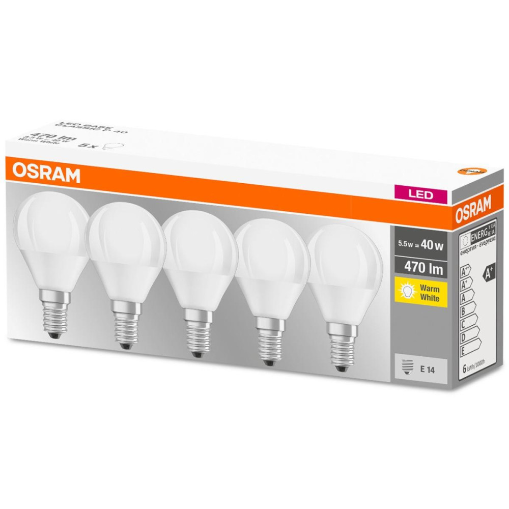 5PAK LED žiarovka E14 P45 5W  40W 470lm 2700K teplá pätica OSRAM