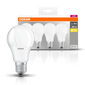 4PAK LED žiarovka E27 A60 8,5W  60W 806lm 2700K Warm 300° OSRAM Base