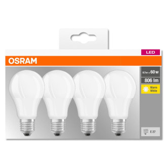 4PAK LED žiarovka E27 A60 8,5W  60W 806lm 2700K Warm 300° OSRAM Base