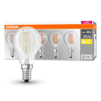 5PAK LED žiarovka E14 P45 4W  40W 470lm 2700K Teplé vlákno OSRAM Base