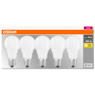 5PAK LED žiarovka E27 A60 8,5W  60W 806lm 2700K Warm 300° OSRAM Base