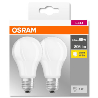 2PAK LED žiarovka E27 A60 8,5W  60W 806lm 2700K Warm 300° OSRAM Base