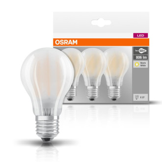 3PAK LED žiarovka E27 A60 7W  60W 806lm 2700K Teplé vlákno 300° pätica OSRAM