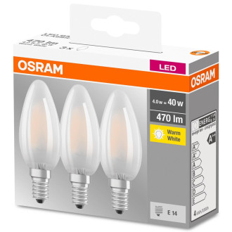 3PAK LED žiarovka E14 B35 4,5W  40W 470lm 2700K Teplé 300° vlákno OSRAM