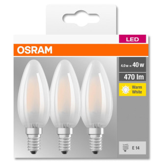 3PAK LED žiarovka E14 B35 4,5W  40W 470lm 2700K Teplé 300° vlákno OSRAM